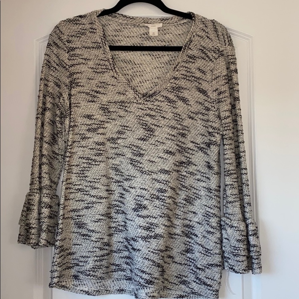Black and White Bell Sleeve Sweater
